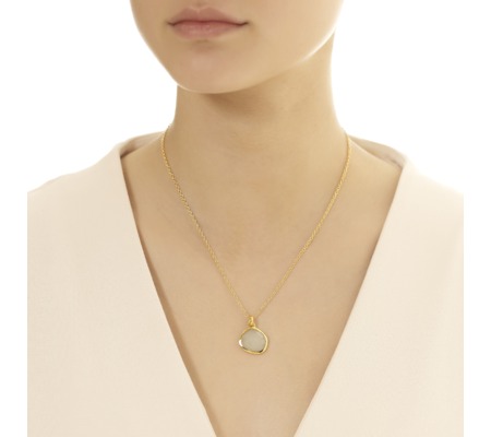 GP Siren Bezel Pendant  -  Aqua Chalcedony - Monica Vinader